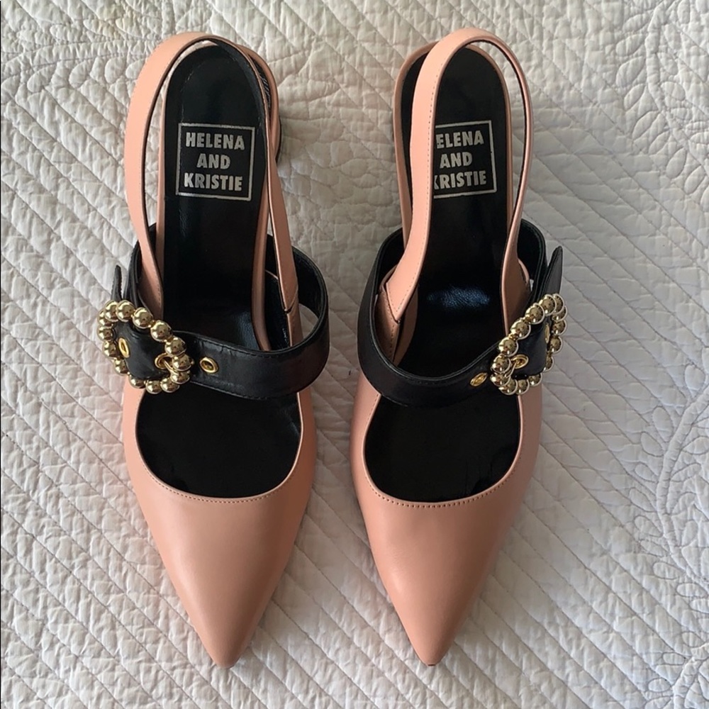 Helena and Kristie pink sling back pump